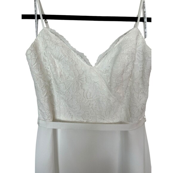 DB Studio Wedding Dress NWT Sz 10 Scalloped V-Neck Lace Bodice A-Line Soft White - Picture 5 of 16